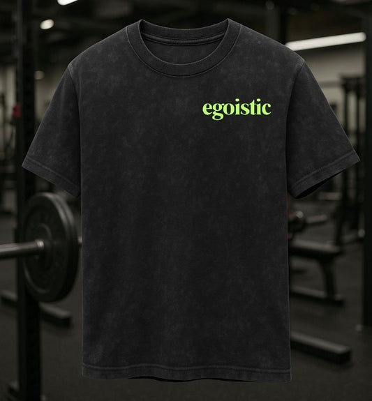 Egoistic “SHOWING STRENGTH” Acid-Wash Oversized Tee