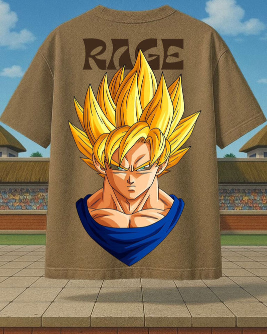 Egoistic “RAGE” Super Saiyan Oversized Graphic Tee
