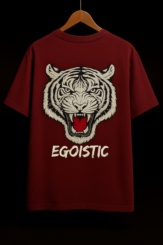 EGOISTIC Maroon Oversized Tee – Front Claw Edition