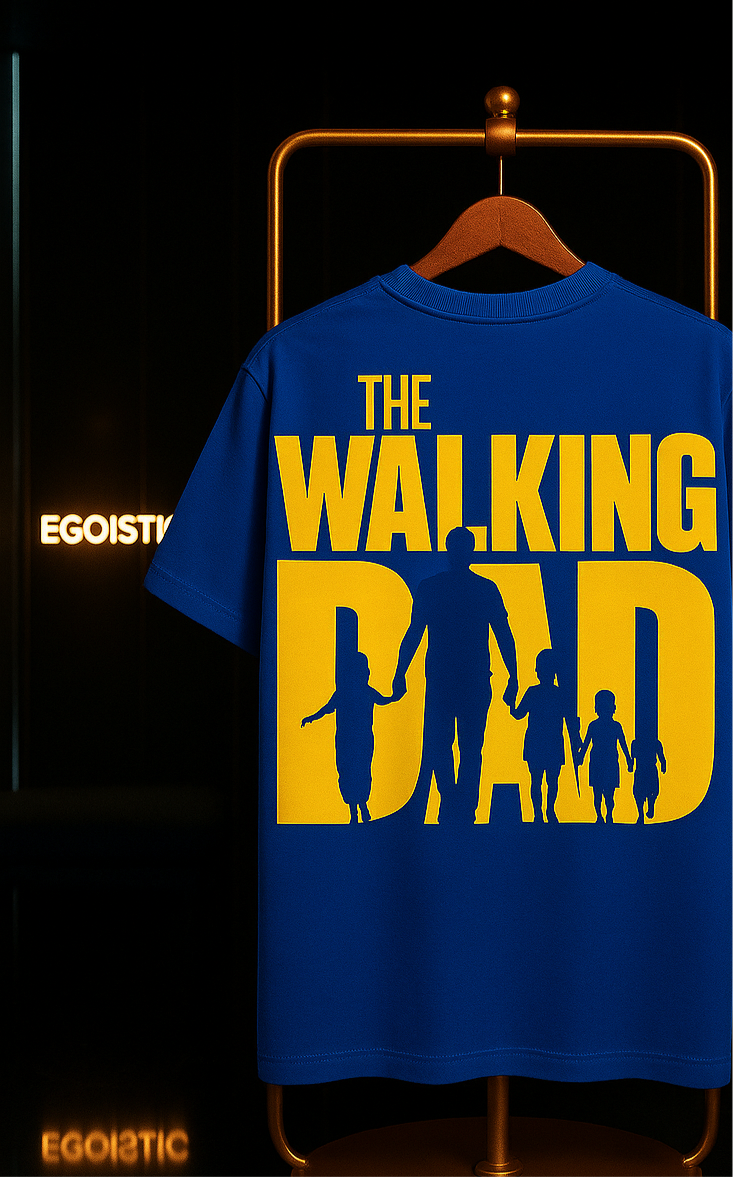 Blue Walking Dad Oversized PUFF-Printed T-Shirt (Limited Edition)
