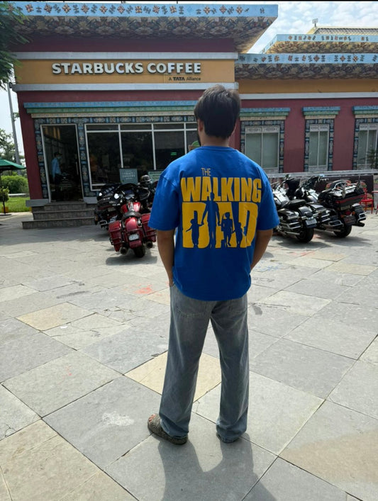Blue Walking Dad Oversized PUFF-Printed T-Shirt (Limited Edition)