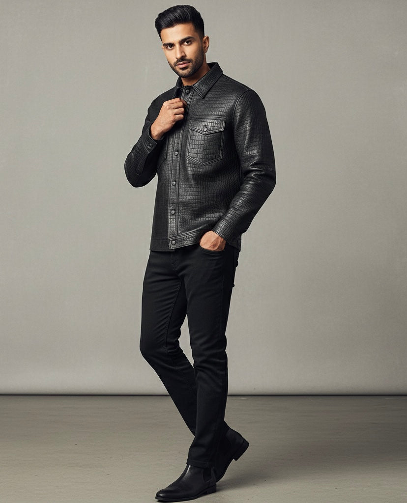 Egoistic “CROCO MAVEN” 100% leather Shacket