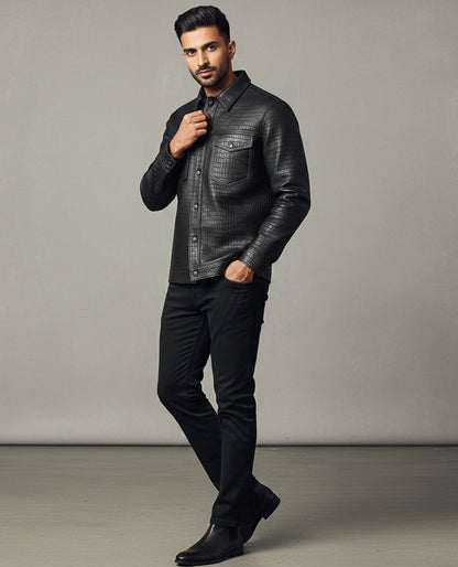 Egoistic “CROCO MAVEN” 100% leather Shacket