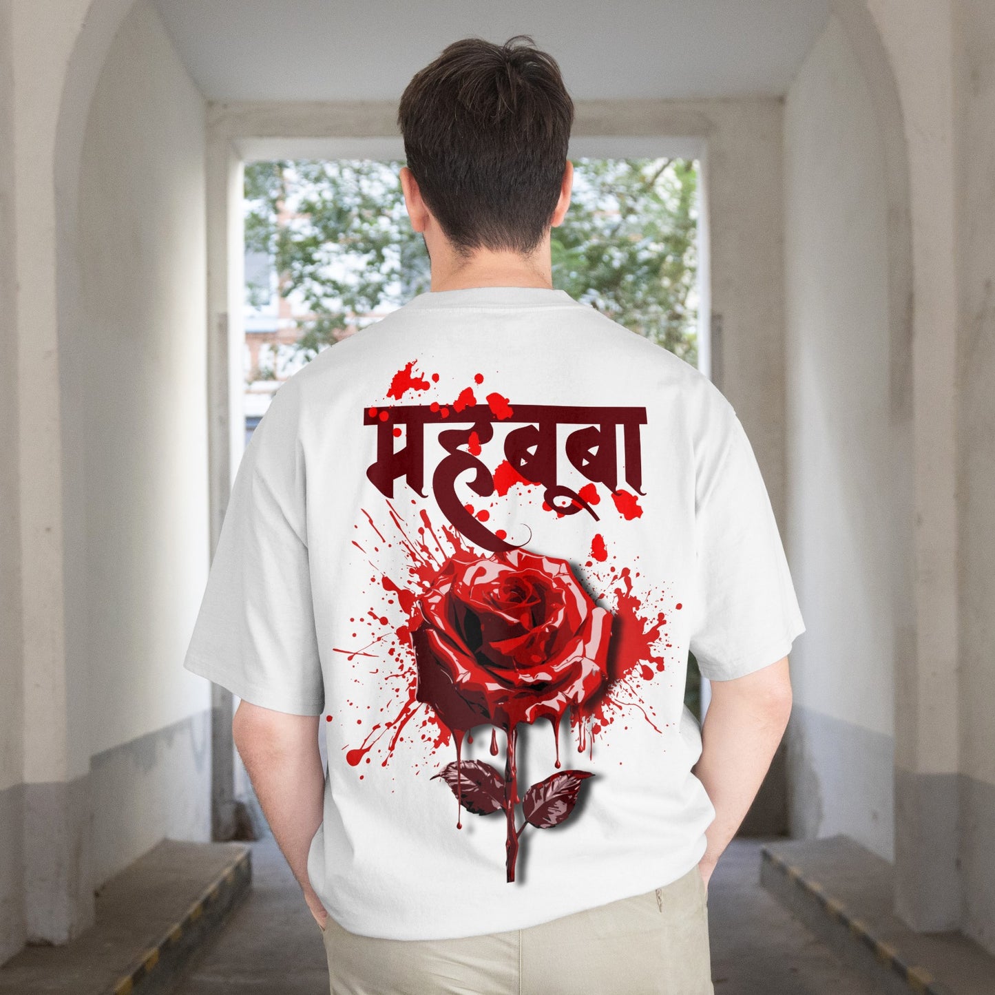 EGOISTIC “महबूबा” Rose Graphic Oversized Tee